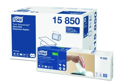 Салфетки бумажные Xpressnap (N4), 2-слойные, 200 листов, 21,3x16,5 см, 8 пачек в упаковке, белые Tork 15850