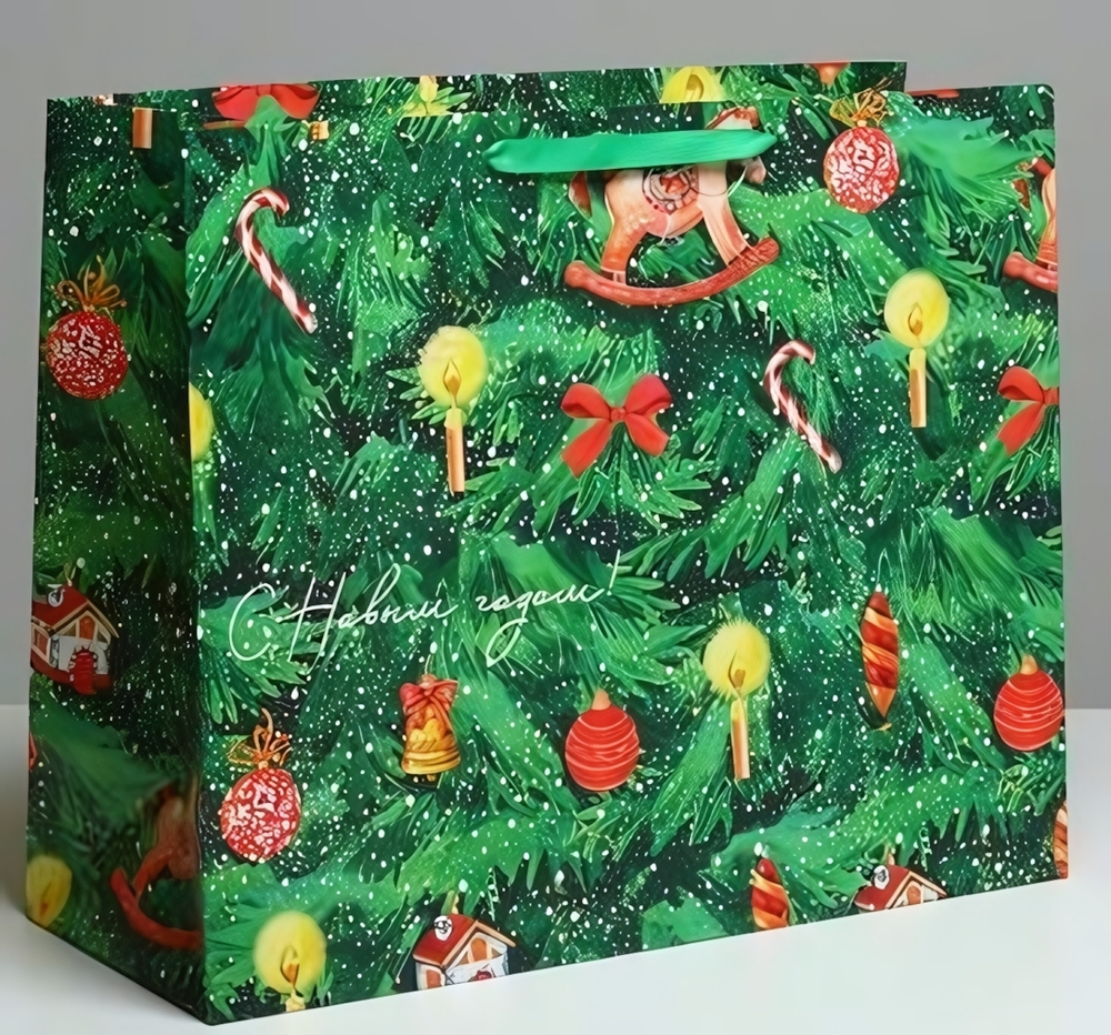 Пакет ламинированный 49*40*19см "Ёлочка нарядная", XL гориз. (Дарите Счастье)