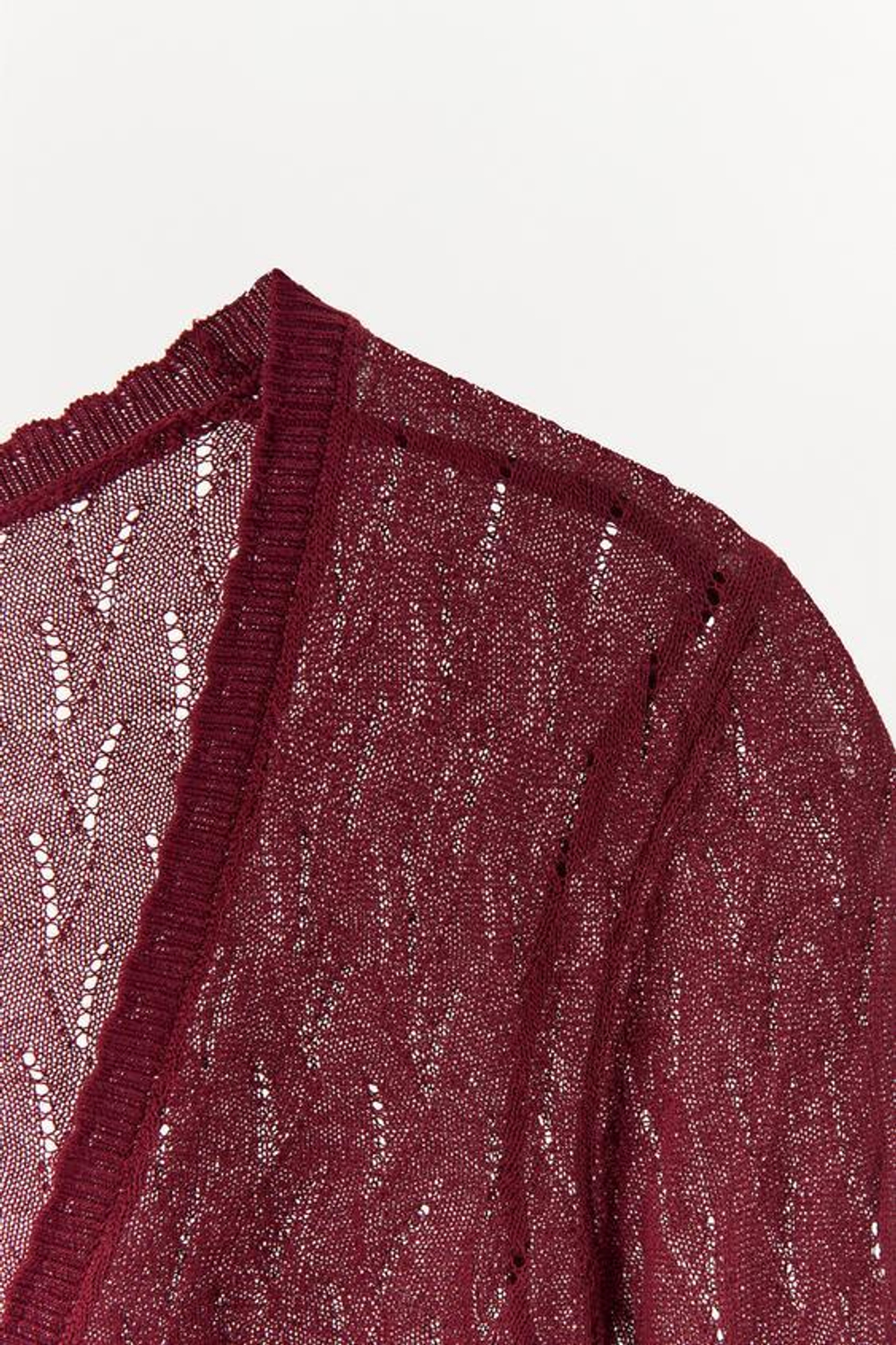 ZARA АЖУРНЫЙ ТРИКОТАЖНЫЙ КАРДИГАН, ГРАНАТОВЫЙ