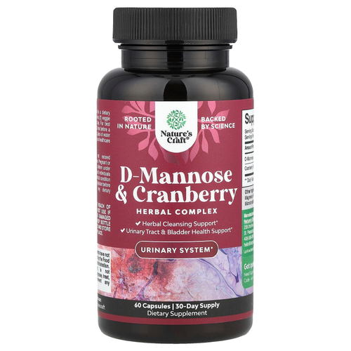 Nature's Craft, D-манноза и клюква, 60 капсул
