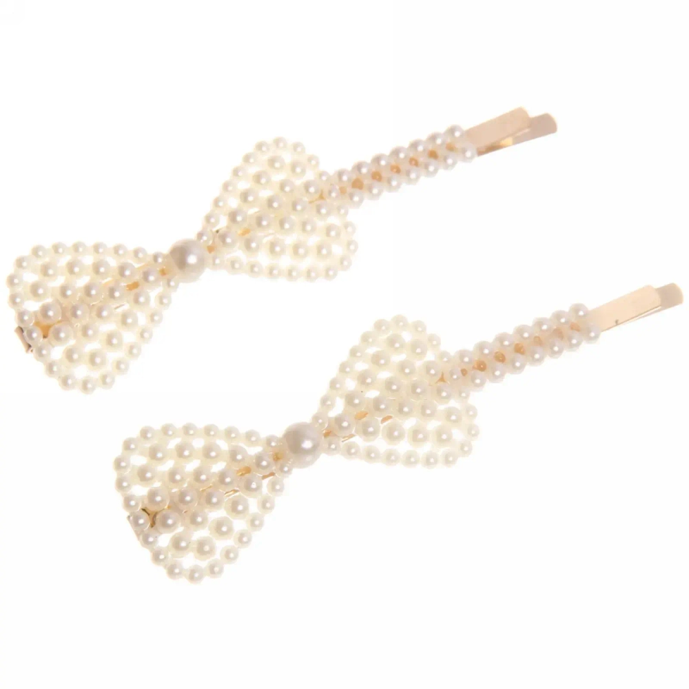 Зажимы для волос 2шт «KRASA - Akss», бантик, цвет белый, 8*2,5см