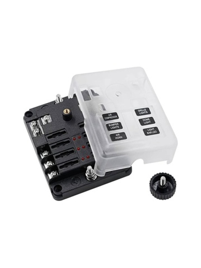 Держатель предохранителей 6 шт. с крышкой на винте, индикатор неисправности PBT