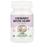 Maxi Health, Жевательные таблетки с биотином 10 000 ™, натуральная клубника, 10 000 мкг, 100 жевательных таблеток