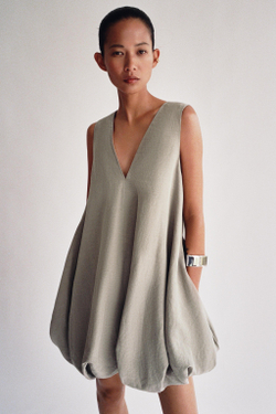 ZARA ОБЪЕМНОЕ ПЛАТЬЕ ZW LIMITED EDITION, СЕРЫЙ