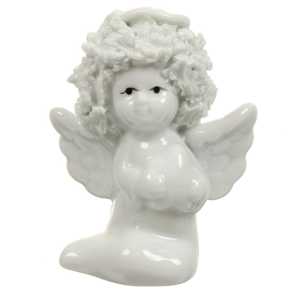 Фигурка декоративная керам, Кудрявый ангелок, 6.5х4х7 см, диз.2, бел, Y4-5189-2