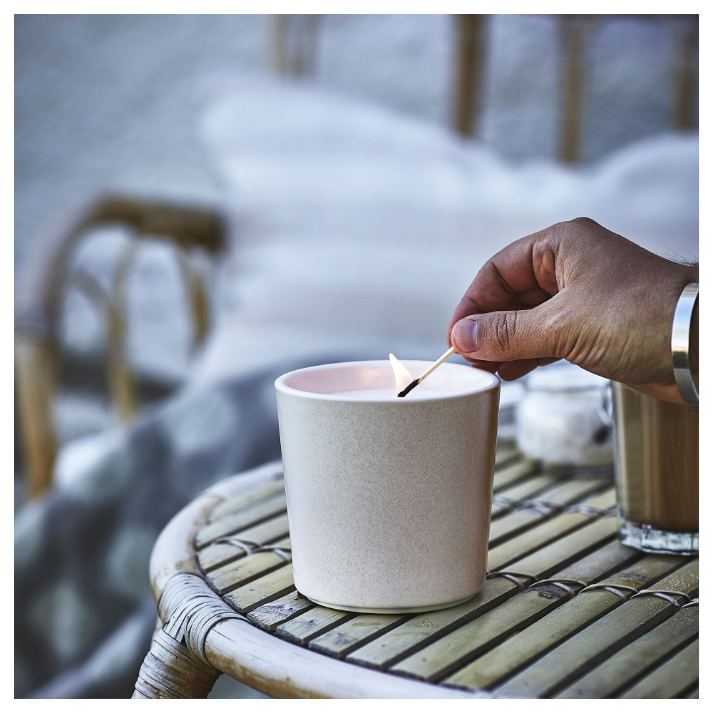 Свеча ароматическая в стакане IKEA JAMLIK (ЯМЛИК), Ваниль, Светло-бежевый, 50 часов