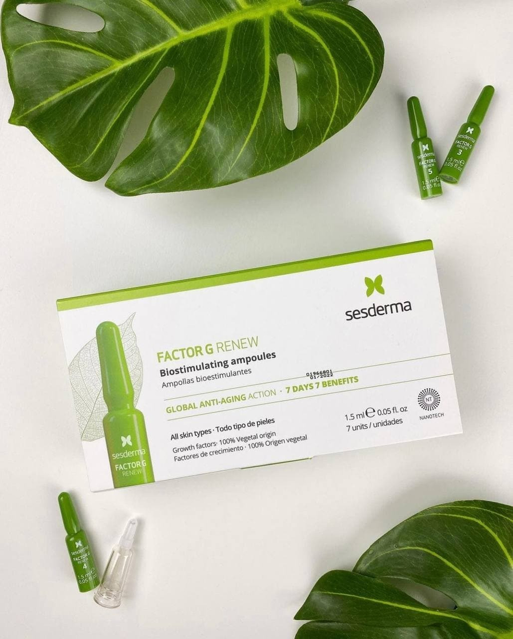 Sesderma FACTOR G RENEW Biostimulating Ampoules - Средство в ампулах биостимулирующее, 7 ампул по 1,5 мл