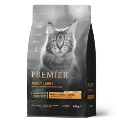 Premier cat adult large lamb&turkey сухой корм для взрослых кошек крупных пород со свежим мясом ягненка и индейкой - 400 г