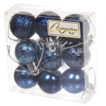 Новогодние шары 3 см (набор 9 шт) «Микс фактур», сапфир