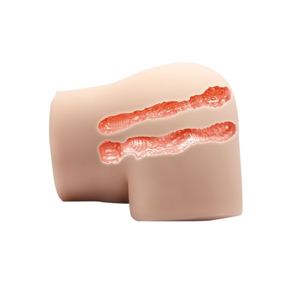 Вагина и попка с вибрацией CRAZY BULL (Цвет: телесный)