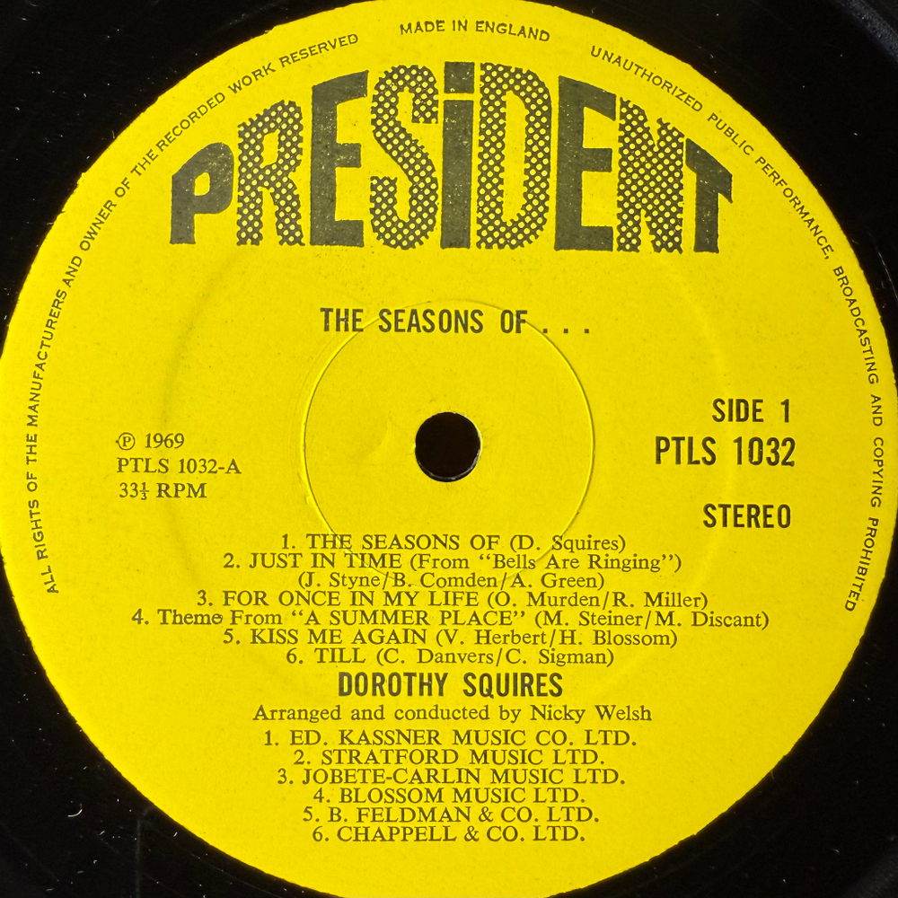 Dorothy Squires ‎– The Seasons Of Dorothy Squires (Англия 1969г.)