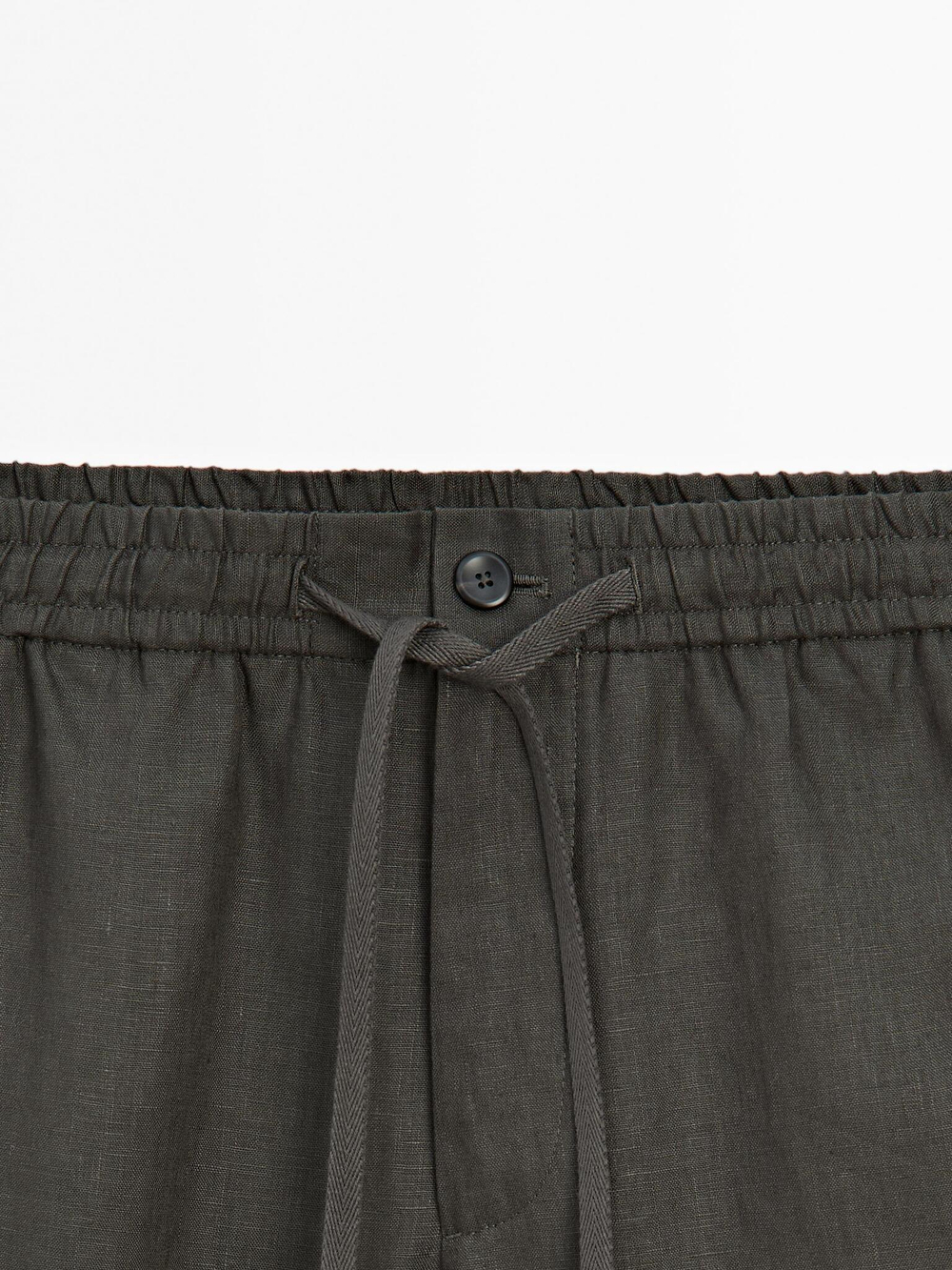 Massimo Dutti Брюки-джоггеры из 100% льна, темно-серый