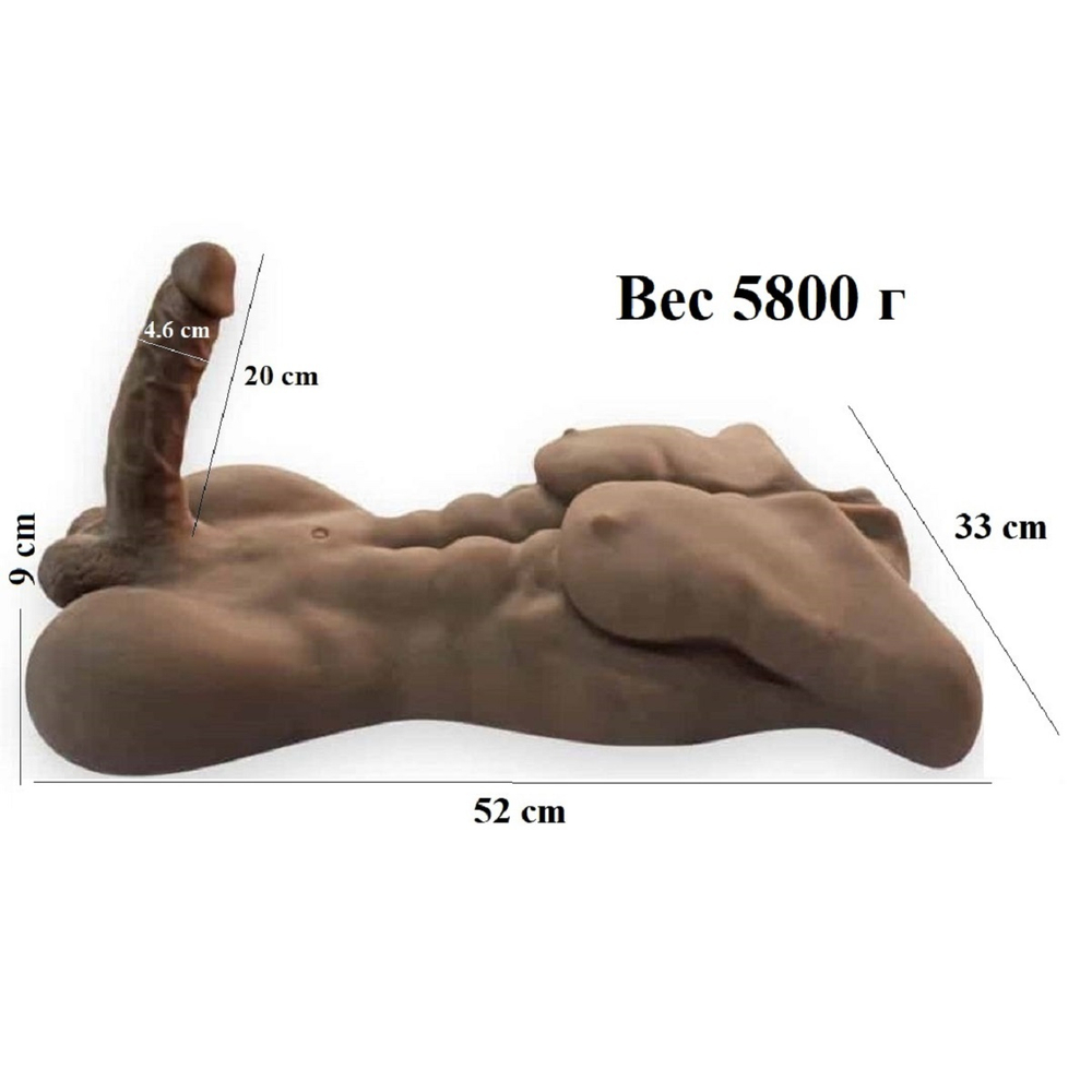 Реалистичный мужской торс Vincent мулат с фаллосом 54 см