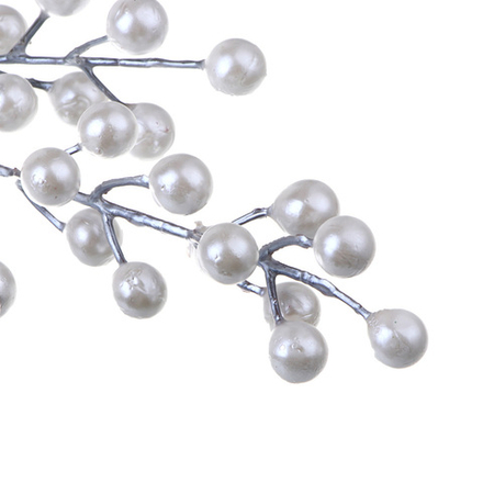 СНОУ БУМ Веточка с белыми ягодами 60 см, металл, пластик