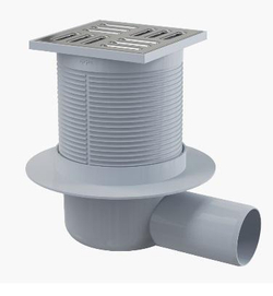 Сливной трап APV31 105 × 105/50, подводка – боковая, решетка – нержавеющая сталь, гидрозатвор – комб