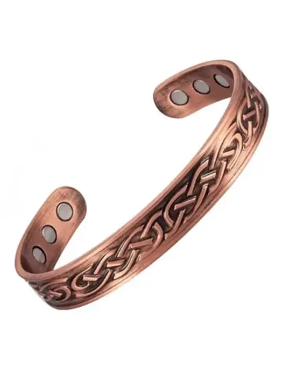 Медный магнитный браслет-манжета с орнаментом