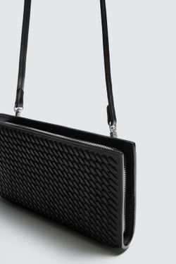 ZARA ПЛЕТЕНЫЙ КЛАТЧ XL, ЧЕРНЫЙ