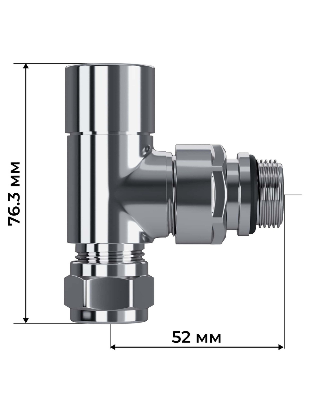 Набор термостатический угловой Royal Thermo Design Pro 15мм М30х1,5 (Хром)