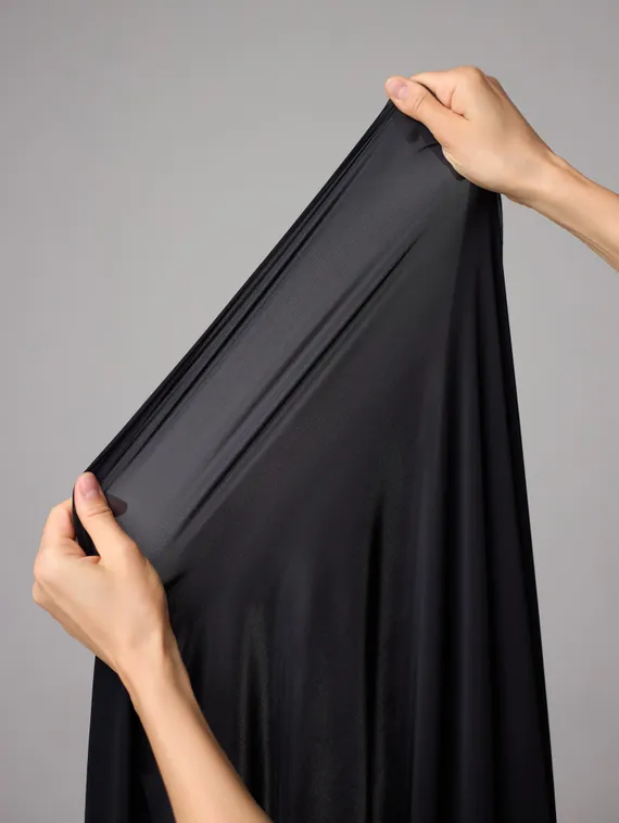 Микрофибра бельевая, эффект шелка, Турция, черный 170