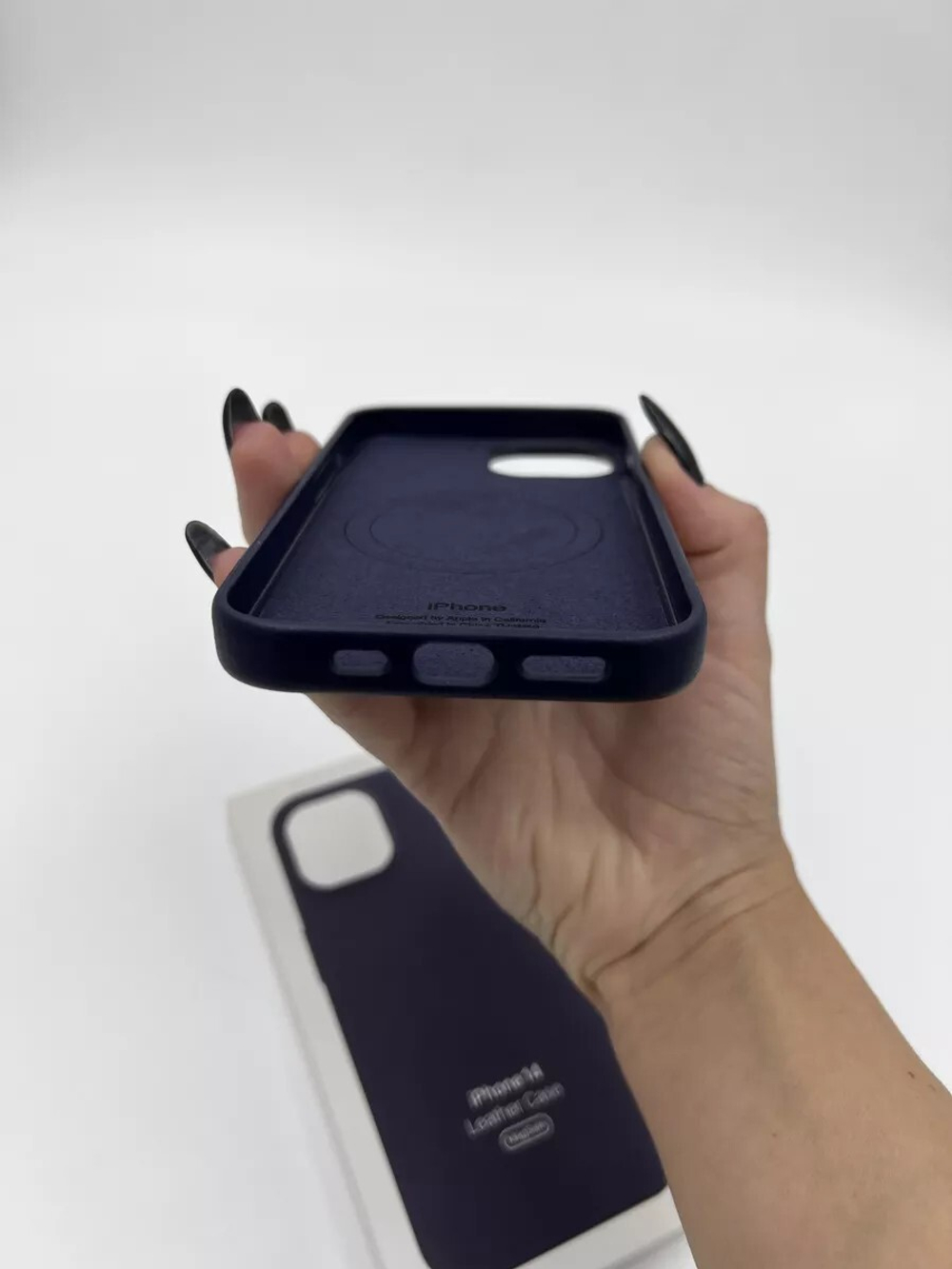 Кожаный чехол Leather Case iPhone 14 | INK Темно Синий
