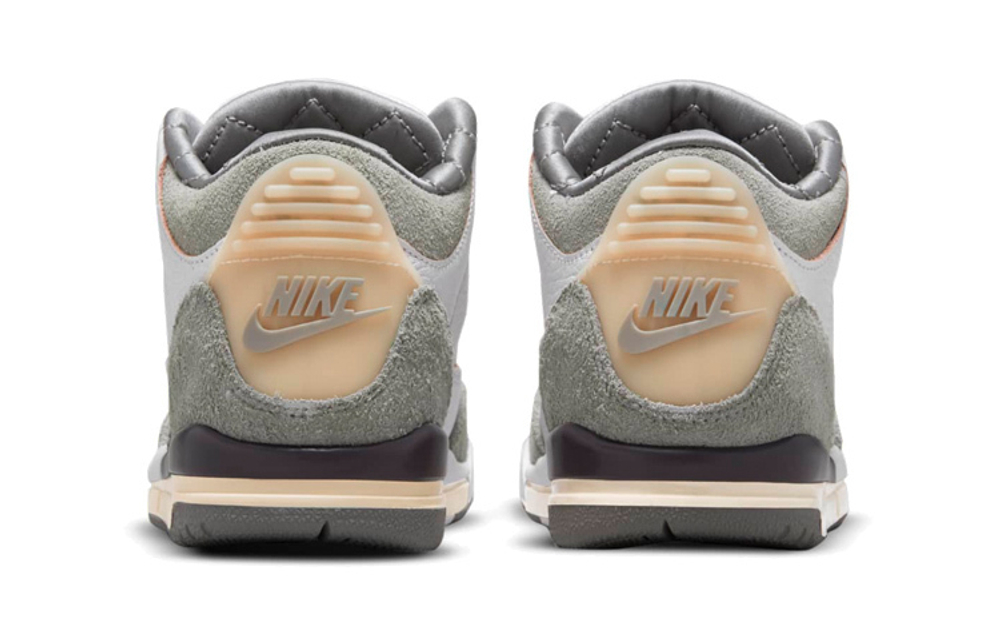 Middle-aged children A Ma Maniére x Jordan Air Jordan 3 Retro SP "Medium Grey" joint support mid-top retro basketball shoes beige gray