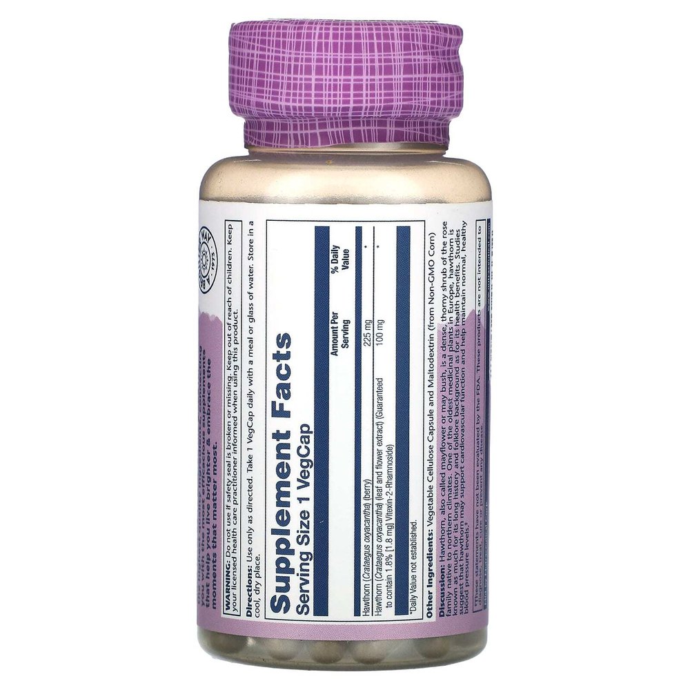 Solaray, Vital Extracts, боярышник, 60 капсул на растительной основе