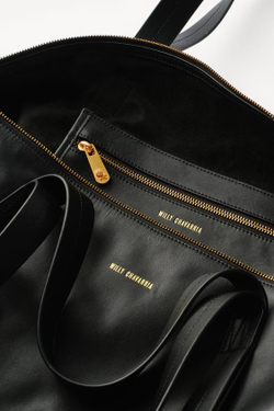 ZARA X WILLY CHAVARRIA КОЖАНАЯ ДОРОЖНАЯ СУМКА, ЧЕРНЫЙ