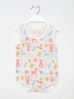 Боди-майка, цвет молочный/голубой, рост 68 см