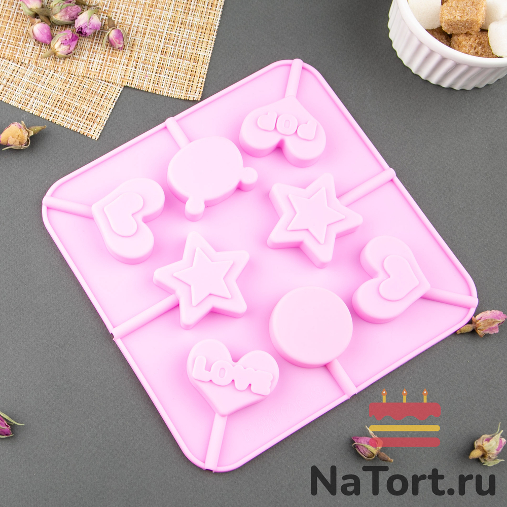 Силиконовая форма для леденцов «Детский микс» 8 ячеек