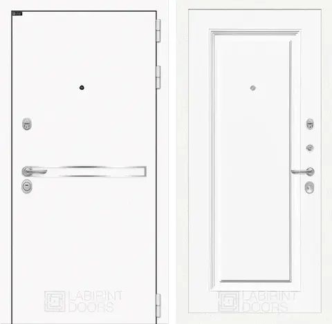 Входная металлическая дверь Лабиринт Лайн Вайт (Line White) 27 Эмаль белая RAL 9003 (Белые входные двери)