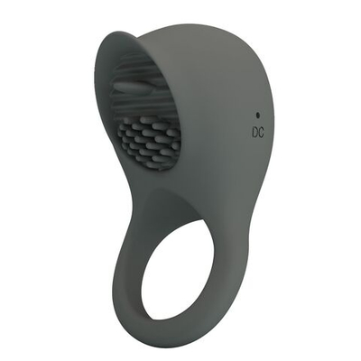 Серое эрекционное виброкольцо со стимуляцией клитора (Цвет: серый)