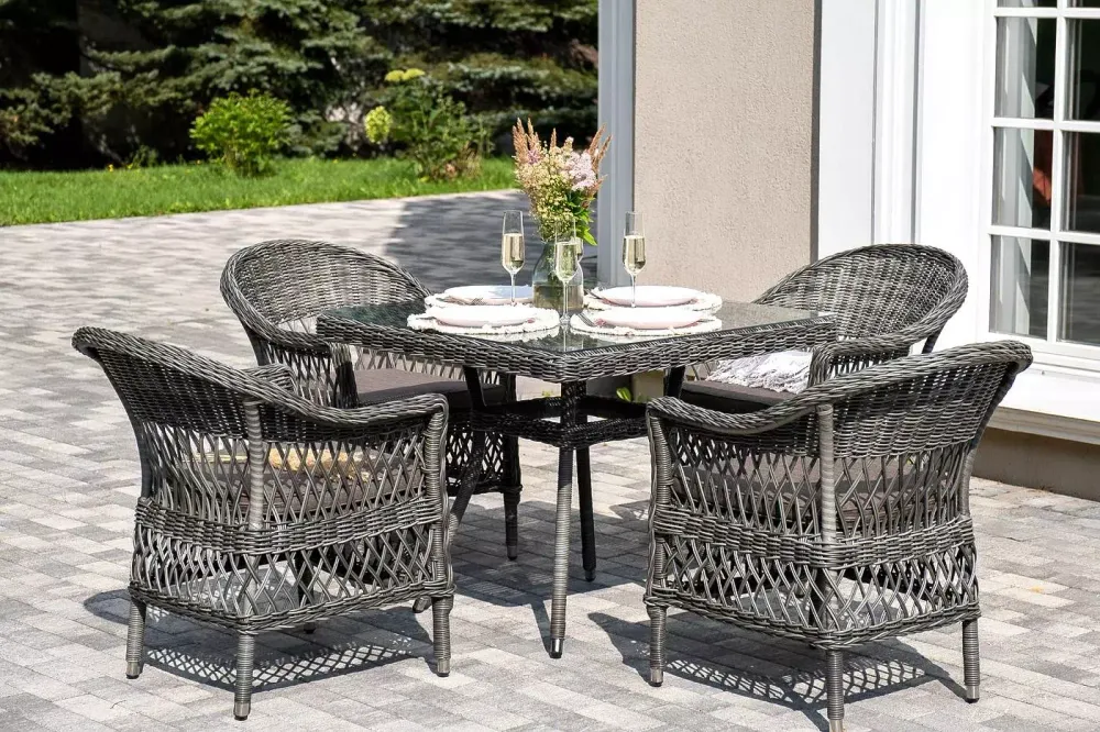 "Сицилия" обеденная группа плетеная, цвет графит