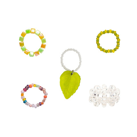 green leaflet rings set