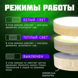 Светильник настенный с датчиком движения беспроводной светодиодный аккумуляторный 3 шт