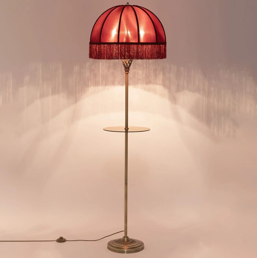 Citilux Базель CL407933T Торшер бронза со столиком и красным абажуром