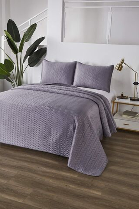 Покрывало 160х220 и наволочка 50х70 Sofi De MarkO Саванна темно-серое