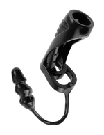 Стимулирующая насадка на пенис с анальным стимулятором Extreme Enhancer with Anal Plug (Цвет: черный)
