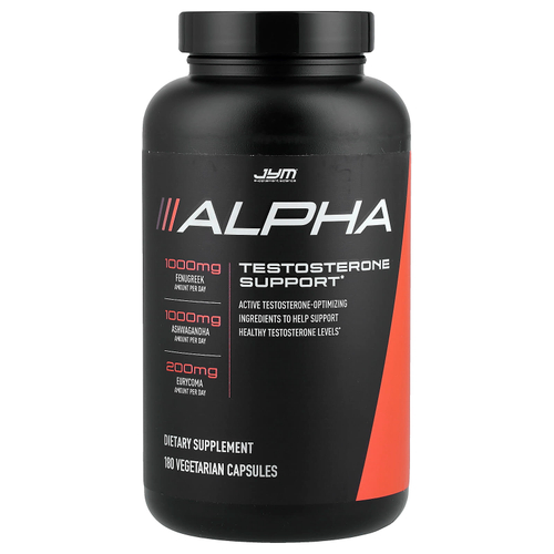 JYM Supplement Science, Alpha, поддержка тестостерона, 180 вегетарианских капсул