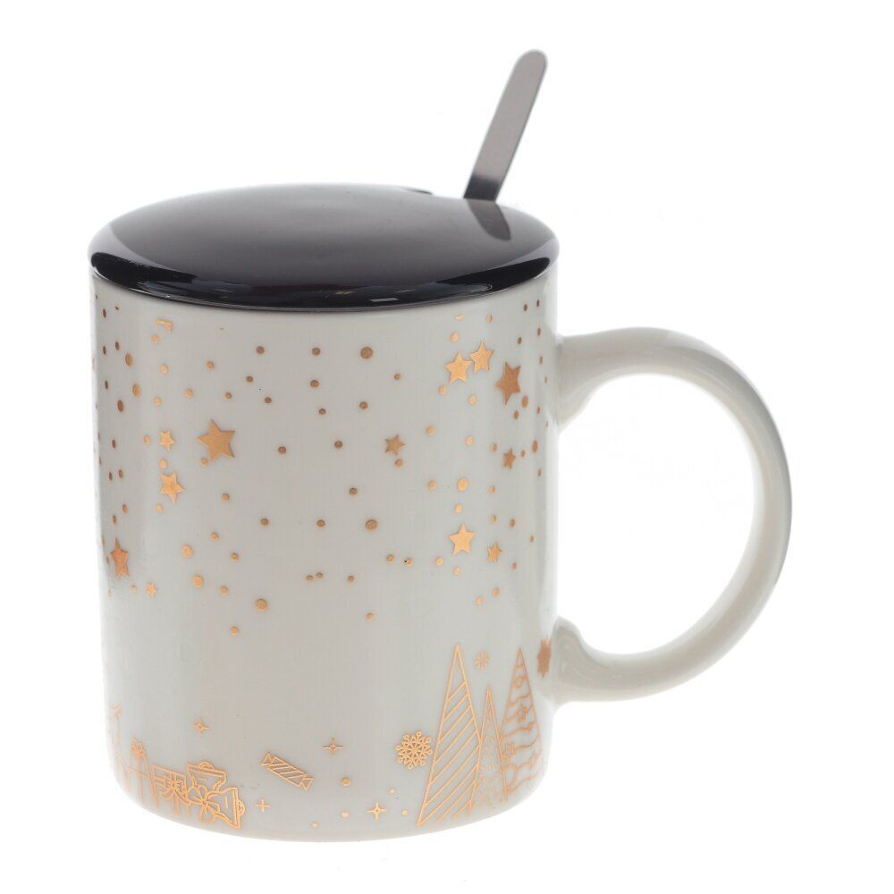 GAEM Кружка с крышкой и ложкой, 300 мл, L12 W8 H10 см, 4в.