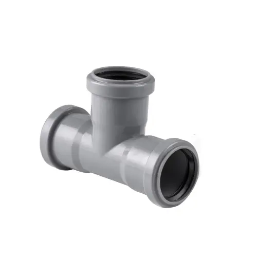 Тройник полипропиленовый PP-H равнопроходной безнапорный для внутренней канализации трёхраструбный, цвет серый, РТП