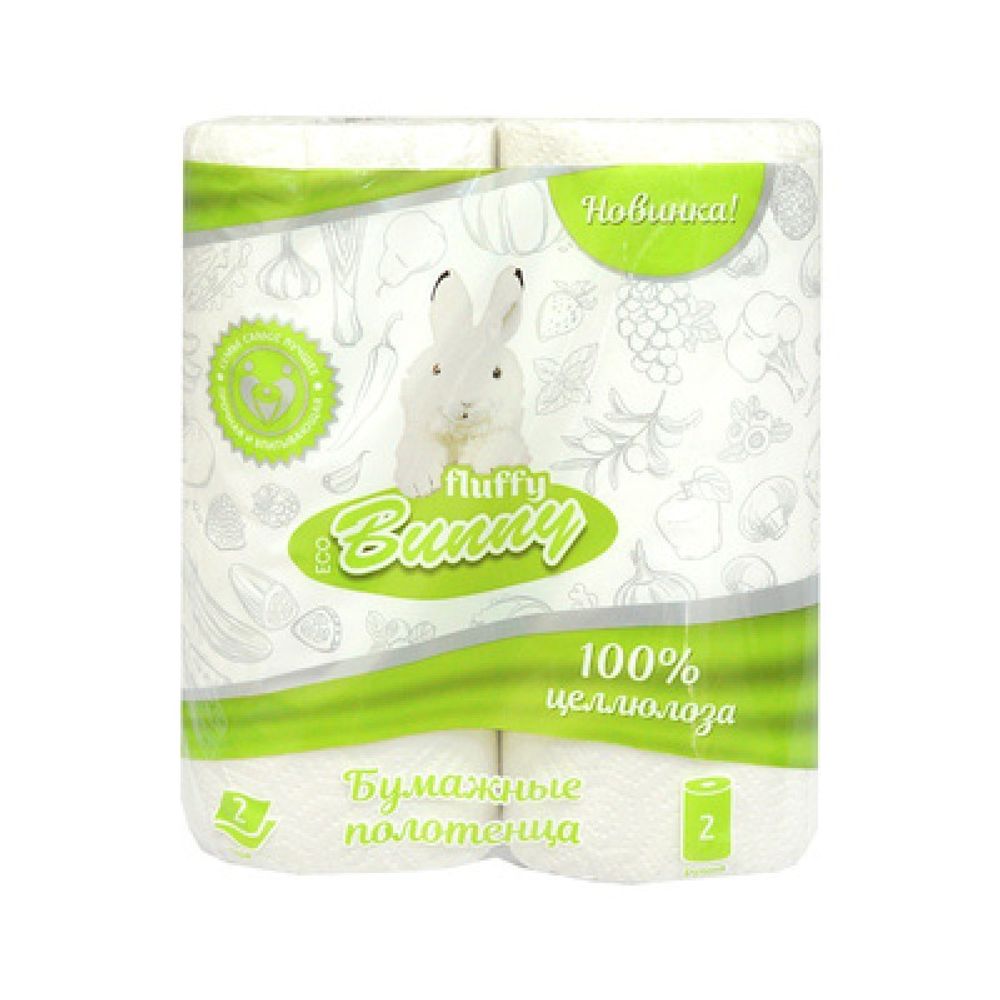 Бумажные полотенца "Fluffe Bunny" 2 сл (2шт)/12уп