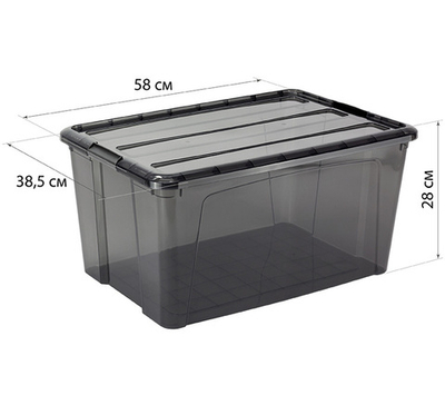 Ящик для хранения с замками КИП 45 л 385x580x280 чёрный прозрачный