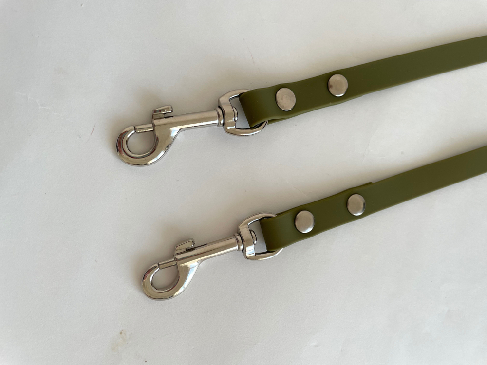 Сворка для собак на 2 собаки из Биотана 15 мм, 40 см, хаки