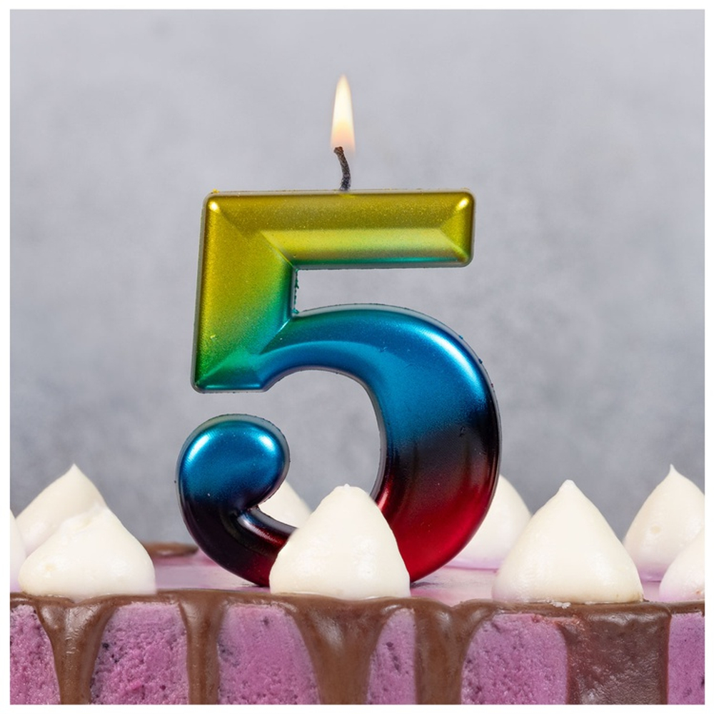 Свечи-цифры Радуга 8 см