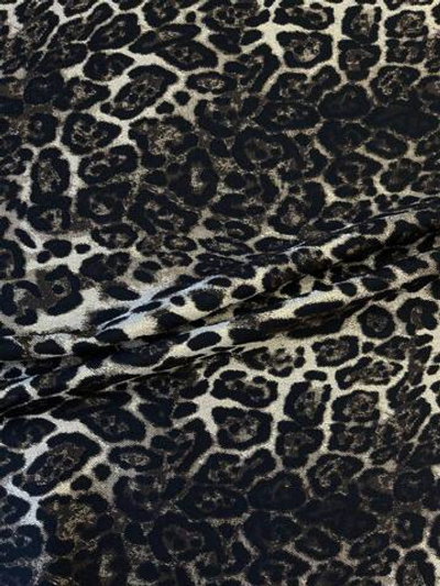 Хлопок с п/э, эластаном и люрексом черно-коричневый в анималистичный принт