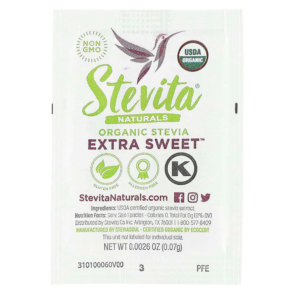 Stevita, Naturals, органическая стевия, экстрасладкая, 50 пакетиков, 3,75 г (0,13 унции)