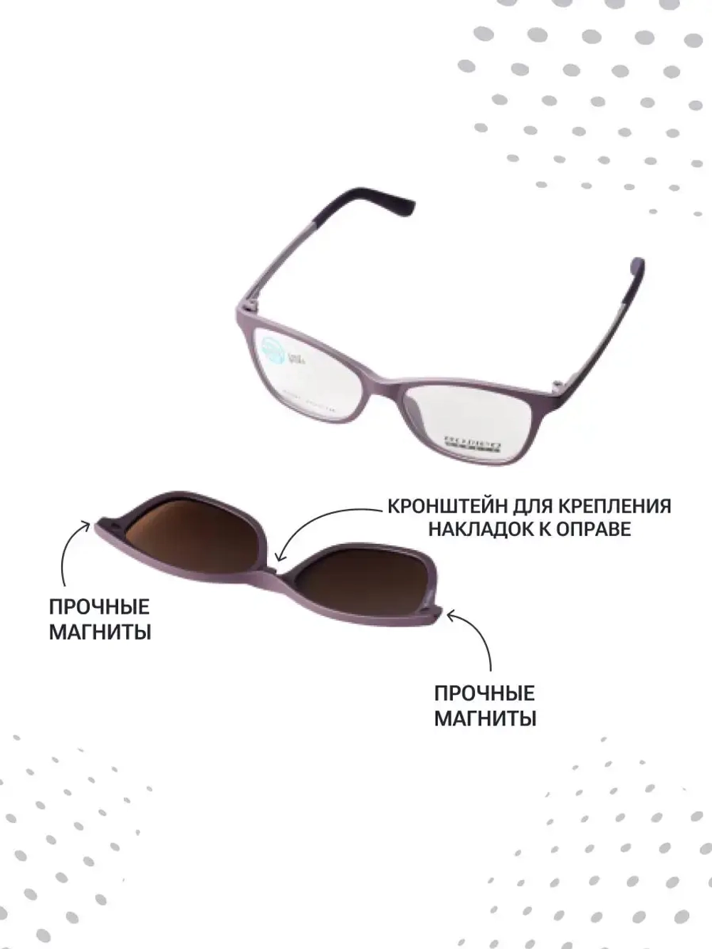 Оправа для очков с магнитными накладками 3в1