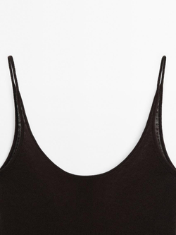 Massimo Dutti Топ на тонких бретелях - Limited Edition, коричневый