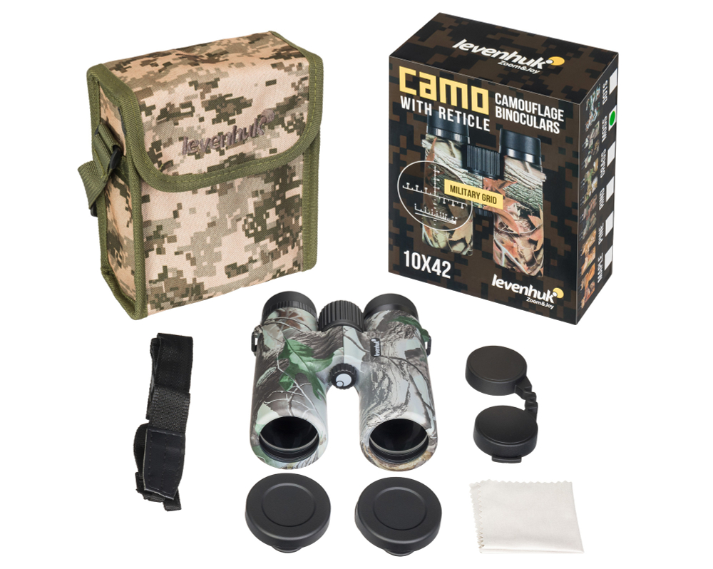 Бинокль Levenhuk Camo Moss 10x42 с сеткой
