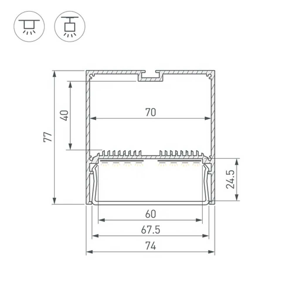 Профиль SL-LINE-7477-2000 ANOD (BY) (Arlight, Алюминий) 059813